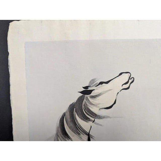 Mid-Century Modern Vintage Japanese Rearing Horse Woodblock Print by Yoshijiro Urushibara (Mokuchu) For Sale - Image 3 of 9
