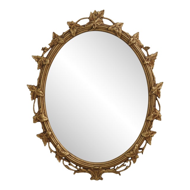 Friedman Brothers Ornate Gold Frame Oval Wall Mirror For Sale