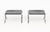 Pair of Mies van der Rohe for Knoll Studio Barcelona Stools with Cowhide Slings, in black on chrome-plated X-form base and...