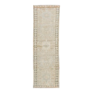 1940s Zabihi Collection Narrow Persian Neutral Heriz Runner - 1'10" x 6' For Sale