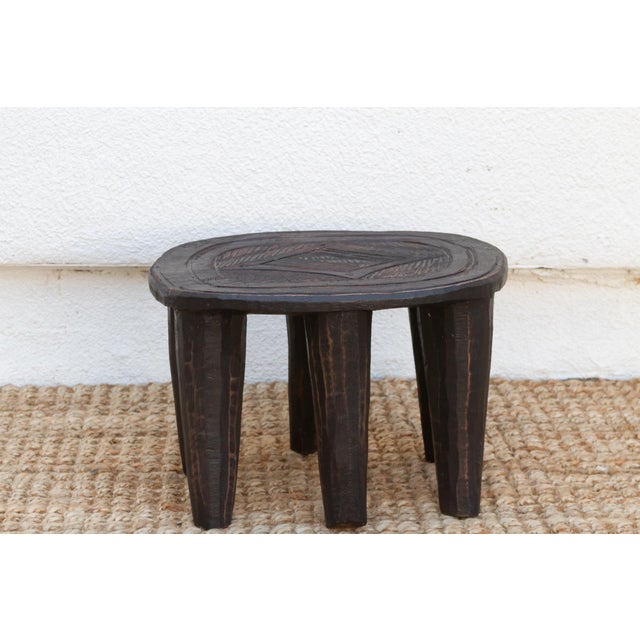Tribal Handcarved Shadow Gray Nupe Stool For Sale - Image 3 of 7