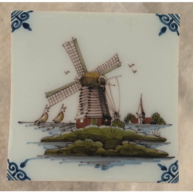 Vintage Royal Tichelaar Makkum Hand Painted Dutch Windmill Tile CIRCA: 1983 MAKER'S MARK: On Reverse CONDITION: Good....