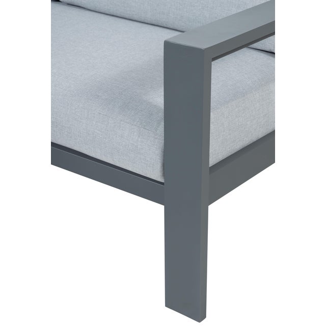 Metal Sardinia Aluminum Frame Outdoor 74" Love Seat / Sofa - Gray Cushions For Sale - Image 7 of 18