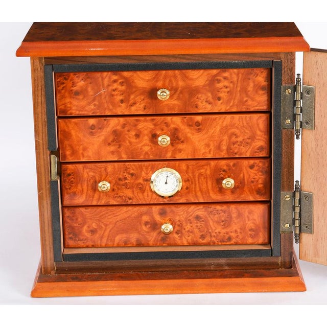 Burr Elm Four Drawer Cigar Humidor Cabinet, 1900s For Sale - Image 11 of 18