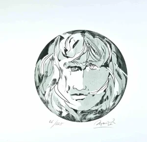 Giacomo Manzú, Round Medusa, Original Etching, 1970