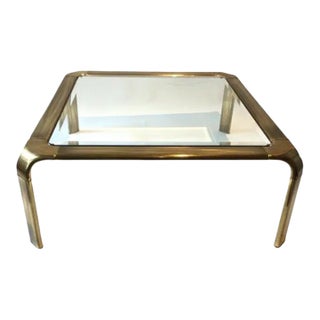 1970's Mastercraft Brass Square Coffee Table For Sale