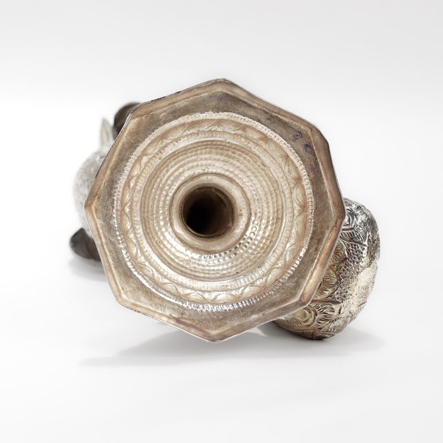 Silver Antique Kutch or Ottoman Silver Peacock or Bird of Paradise Rose Water Sprinkler For Sale - Image 8 of 8