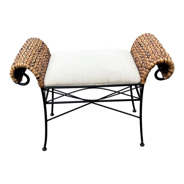 Late 20th Century Wicker Vanity Bench For Sale