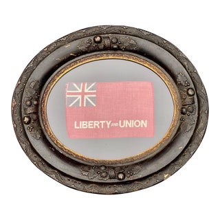 1940s Vintage Revolutionary Cotton Flag Liberty and Union in 19th Century Frame For Sale