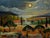 "Tuscan Moon" Nocturnal Landscape in Acrylic on Masonite Serene nocturnal seascape by Richard M. Bacon (American, 20th...