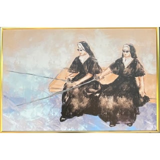 Nuns Gone Fishing Giclee on Canvas Framed For Sale