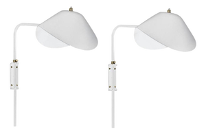Mid-Century Modern White Anthony Wall Lamps by Serge Mouille, Set of 2