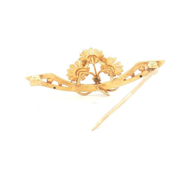 Art Nouveau Early 20th Century Art Nouveau Krementz Daisy Pin in 14k Yellow Gold For Sale - Image 3 of 4