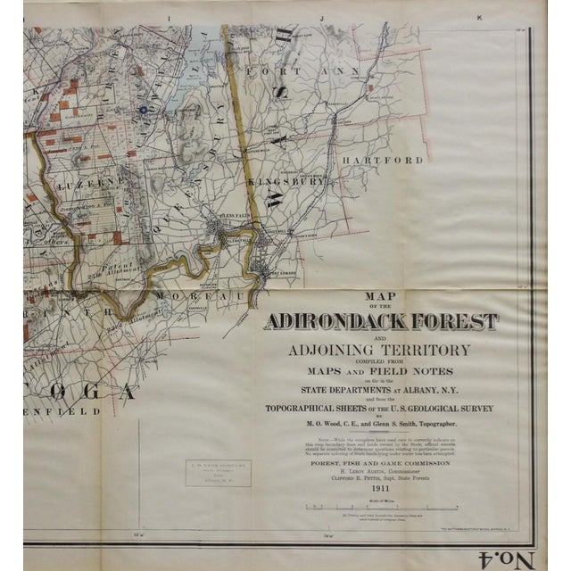 Traditional 1911 No's 3 & 4 Map of the Adirondack Forest For Sale - Image 3 of 9