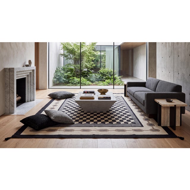 This exquisite modern wool rug bridges traditional Southwestern heritage with striking Mid-Century and Contemporary...