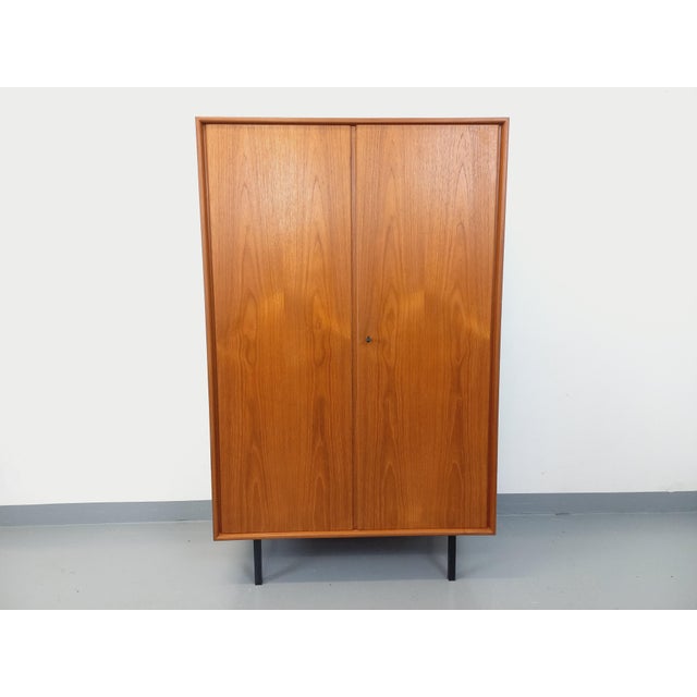 Vintage Scandinavian Teak and Metal Wardrobe, 1960s For Sale - Image 10 of 15