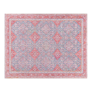 Fine Antique Indian Agra Red and Blue Handmade Rug