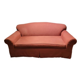 Mid 20th Century Tight Back Bench Seat Skirted Sofa For Sale