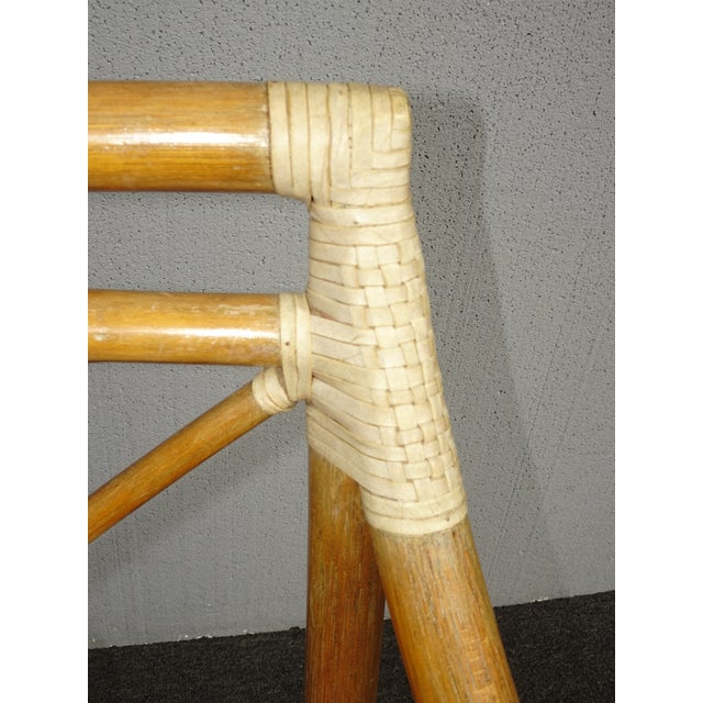 Wood Vintage McGuire Mid Century Target Back Bamboo Arm Chair ~Dining Chair W Leather For Sale - Image 7 of 12