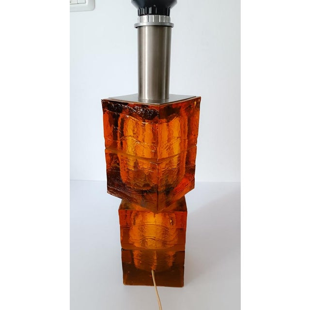 Vintage Double Amber Glass Table Lamp by Albano Poli for Poliarte, Unkns For Sale - Image 6 of 11