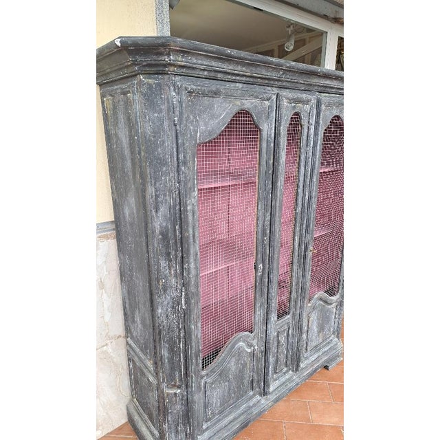 Matte Black Display Cabinet with Metal Mesh For Sale - Image 3 of 7