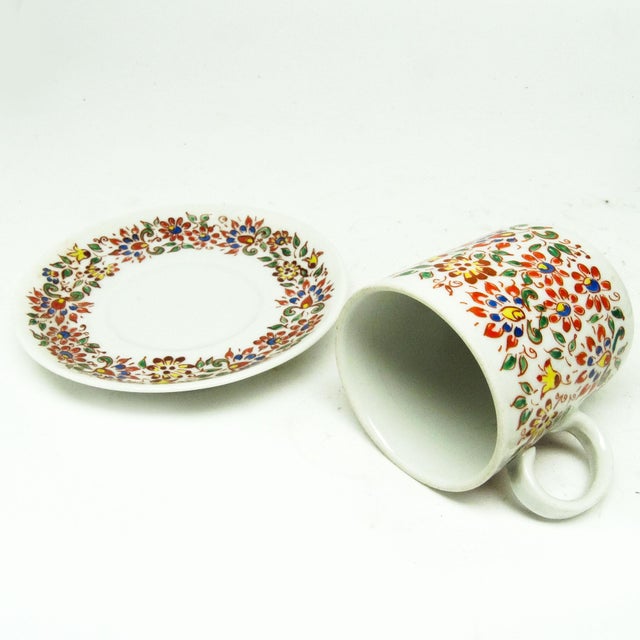 Hand-Painted Cups and Saucers from Karolina Factory, Poland, 1970s, Set of 8 For Sale - Image 10 of 16