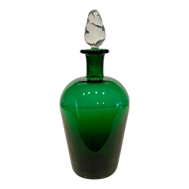 1980s Green Glass Decanter For Sale