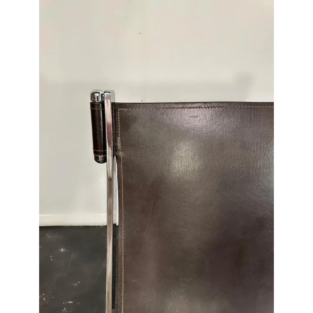 Antonio Citterio Leather Scissor Chair by Antonio Citterio for Flexform Italia, 1980s For Sale - Image 4 of 9