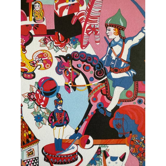 1980s Authentic Original Hermès “Za Bavushka” Silk Scarf Art Print Framed Folk Art French Luxury Wall Art Advertisement For Sale In Miami - Image 6 of 7