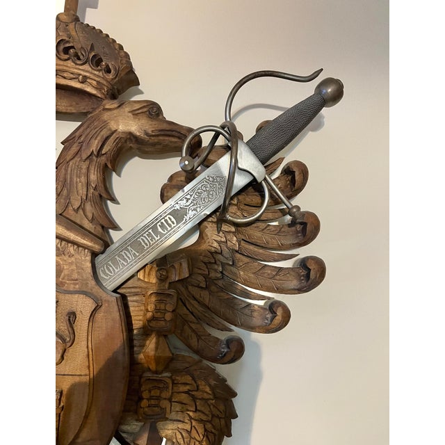 Wood Vintage Carved Wood Coat of Arms of the Holy Roman Empire With Swords For Sale - Image 7 of 12