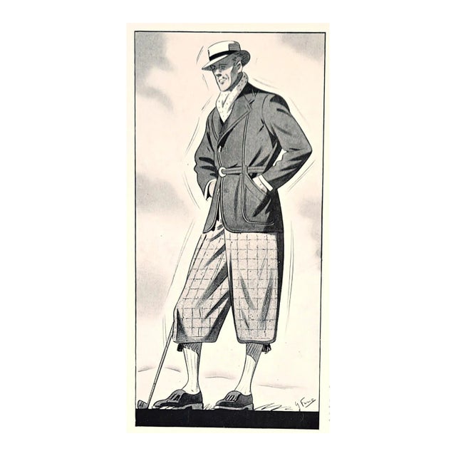 1930s Men's French Fashion Print for the Golf Lover For Sale