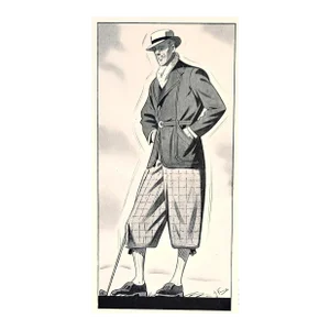 1930s Men's French Fashion Print for the Golf Lover