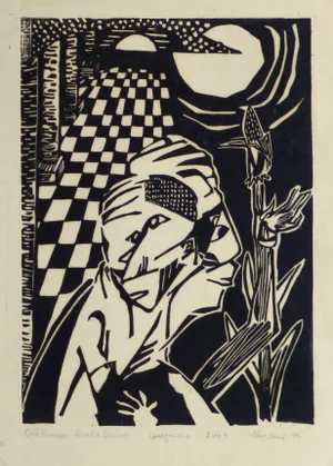 Abstract Woodcut - the Divine Human