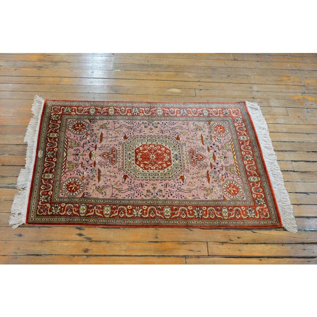 1980s Vintage Qum Silk Rug For Sale - Image 10 of 11