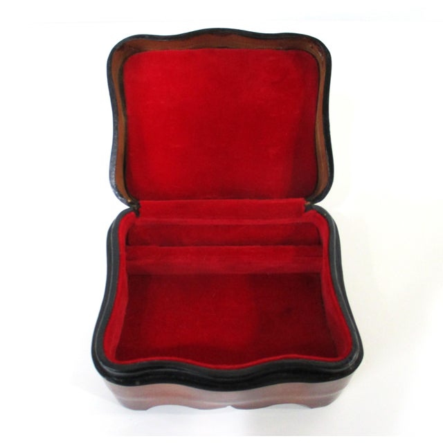 Textile Small Handcrafted Triple Hump Leather Jewelry Box Italy For Sale - Image 7 of 10