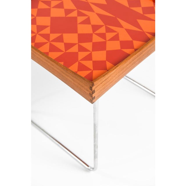 Side Table in Steel and Teak by Hermann Bongaard, 1960s For Sale - Image 4 of 6