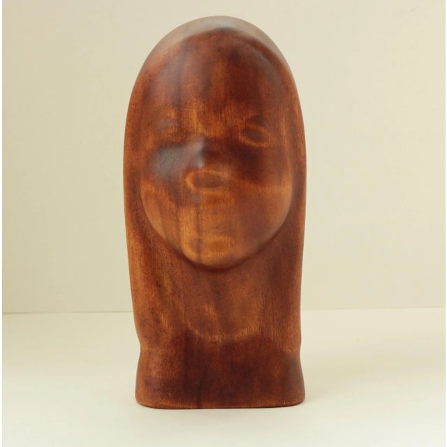 Vintage Luman Kelsey Woman's Head Bust Sculpture in Wood Chairish