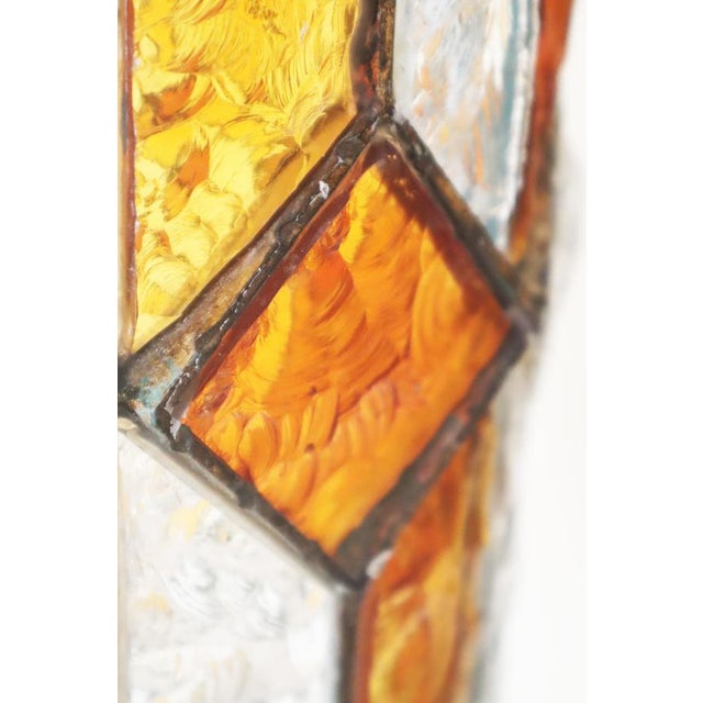 Brutalist Longobard Lantern Pendant in Hammered Glass, Italy, 1960s For Sale - Image 4 of 17