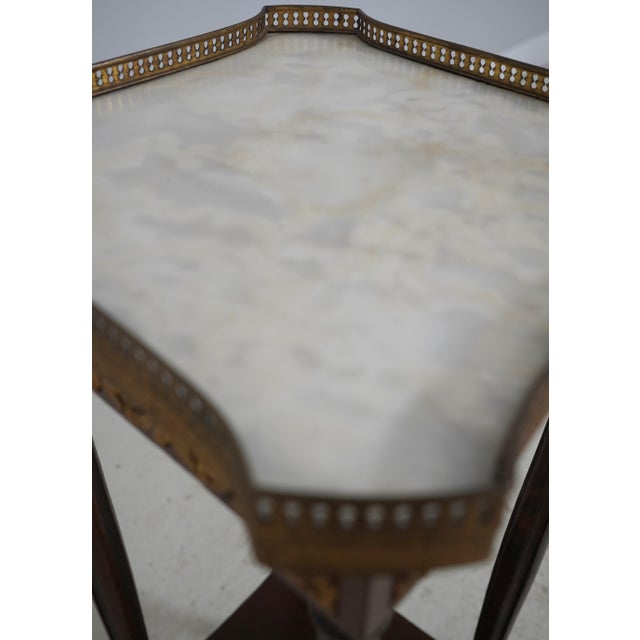 Vintage French Louis XVI Marble Top and Brass Lamp Table Plant Stand For Sale - Image 11 of 13
