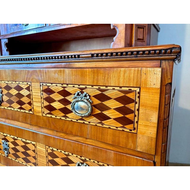18th Century Inlaid and Carved Cherrywood Vitrine Buffet, 1790s, Set of 2 For Sale - Image 9 of 18