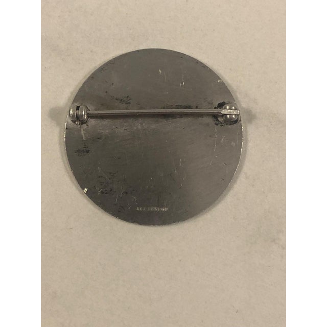 Vintage H Monogram Round Sterling Brooch For Sale - Image 4 of 5