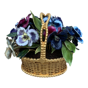 1970s Fleurs Des Siècles Enamel Flower Bouquet of Pansies by Jane Hutcheson for Gorham