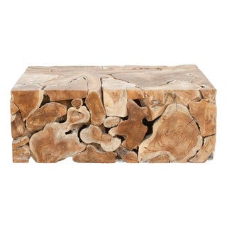 Organic Teak Root Mosaic Coffee Table For Sale