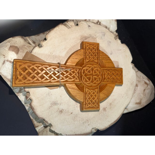 Solid oak carved Celtic cross. Marked first communion on the back.