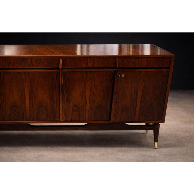Wood Giuseppe Scapinelli Rosewood Credenza With Brass Sabots, Brazil, 1950s For Sale - Image 7 of 15