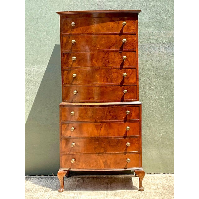 Vintage Queen Anne Style Wood Tallboy Dresser For Sale In West Palm - Image 6 of 12