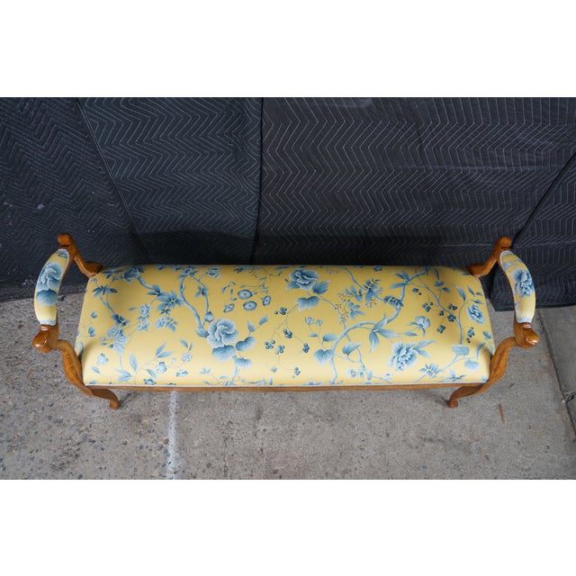 Vintage Minton Spidell French Provincial Style Walnut Window Bench & Pillows For Sale - Image 6 of 18