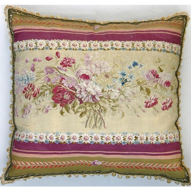 Antique 19th Century French Tapestry Pillow 24'' X 26'' For Sale - Image 9 of 9