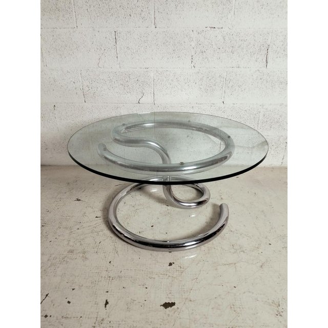 Anaconda Coffee Table in Glass and Chromed Steel attributed to Paul Tuttle for Strassle, 1970s For Sale - Image 9 of 10