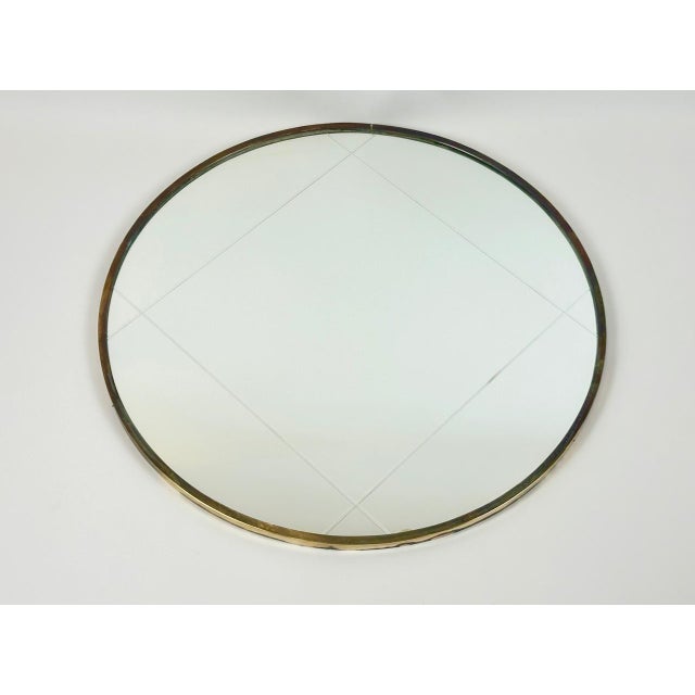 Metal Art Deco Cut Glass and Brass Round Mirror, 1940s For Sale - Image 7 of 7